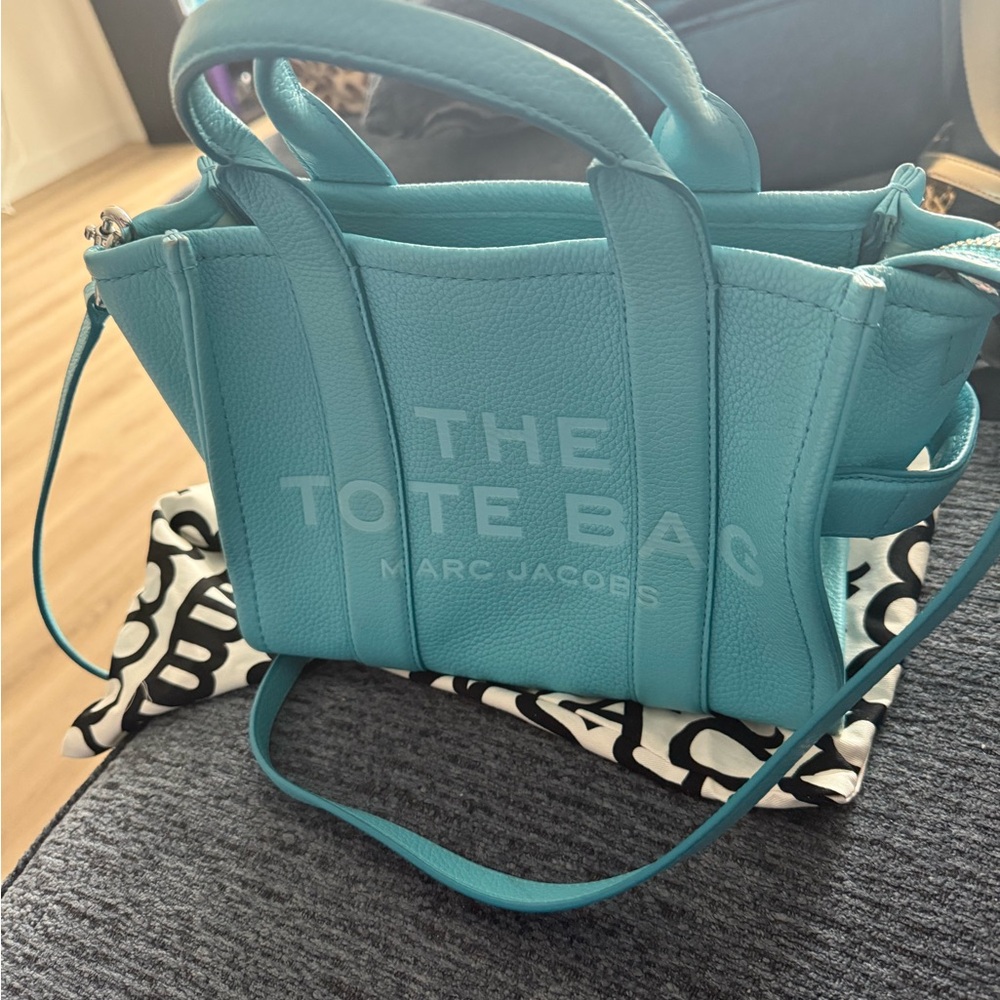 Marc Jacobs Pool Blue Small Leather Tote Bag